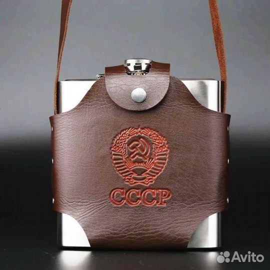 Фляжка в кожаном чехле «ссср» 1440 мл, 48oz