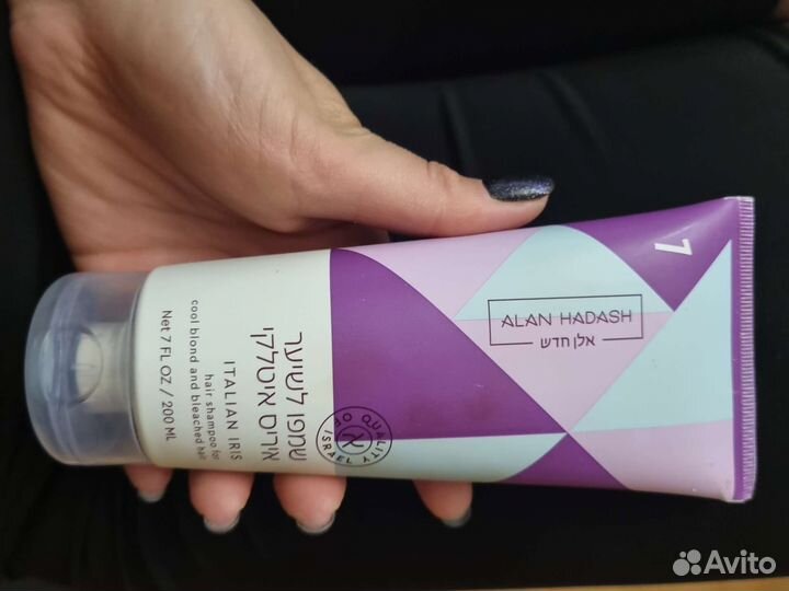 Безсульфатный синий шампунь для блонд alan hadash