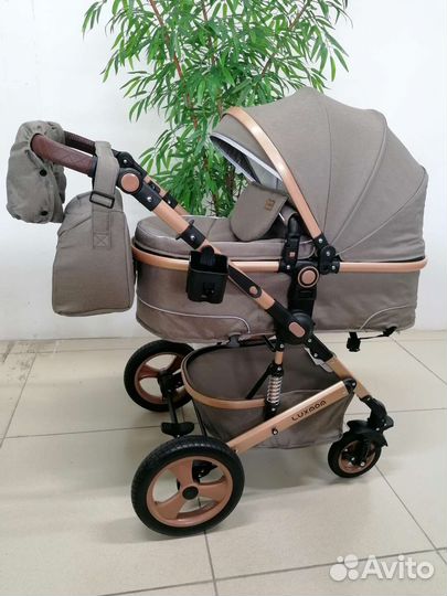 Новая коляска 3в1 Luxmom 518 NEW (коричневый)