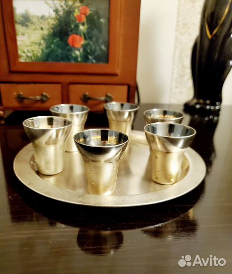 Мельхиоровые рюмки с золочением (СССР, 1968 г.)