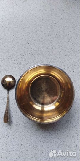 Серебряная солонка с ложкой