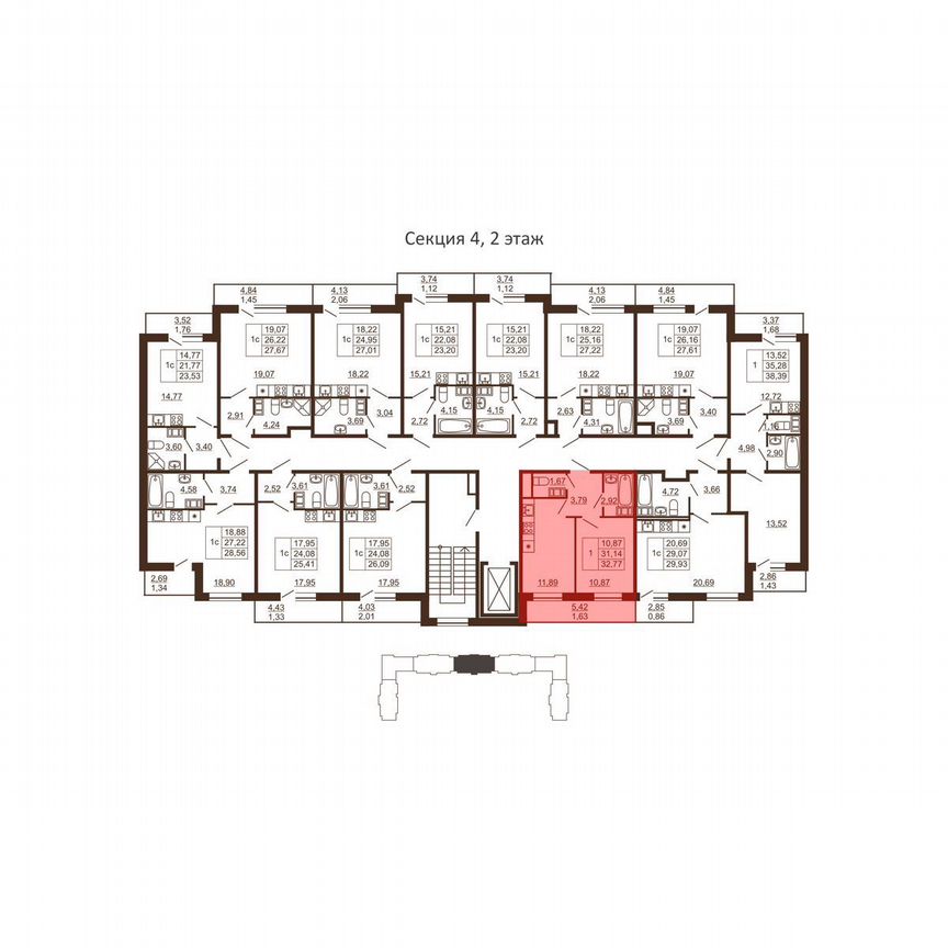 1-к. квартира, 32,8 м², 2/6 эт.
