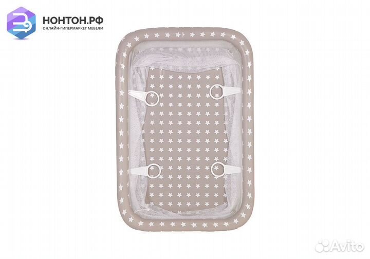 Манеж Classic принт Звезды / макиато / белый