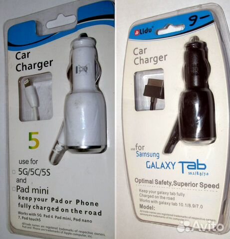 Автомобильная зарядка iPhone Lightning, Galaxy Tab