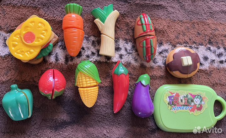 Набор игровой тортик и овощи/фрукты на липучках