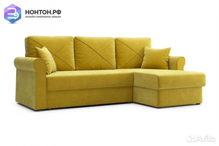 Диван угловой дельфин Лира горчичый