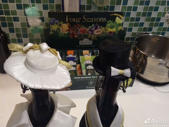 Свадебное украшение на шампанское