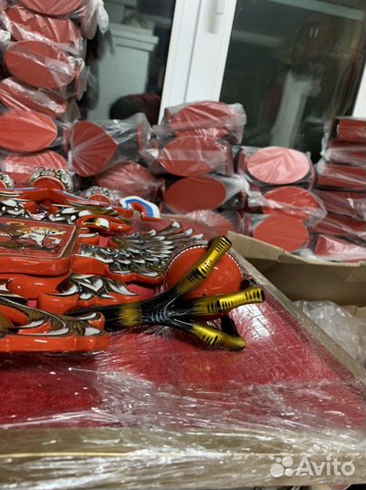 Герб России резной из массива дерева ручной работы