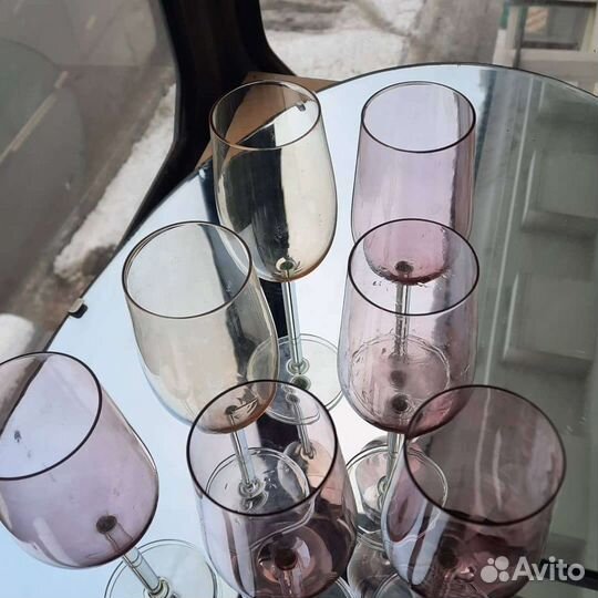 Фужеры Калининские из цветного стекла СССР винтаж