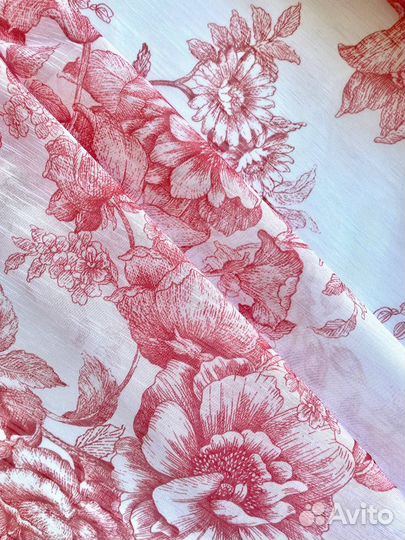 Тюль с цветочным принтом