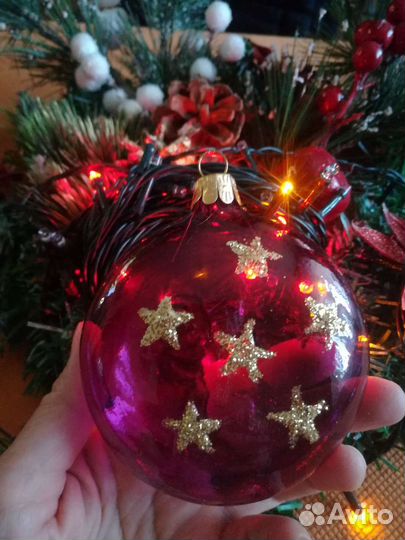 Елочные игрушки витраж Месяц, Польша