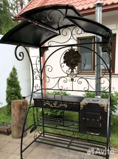 Мангал с печью под казан