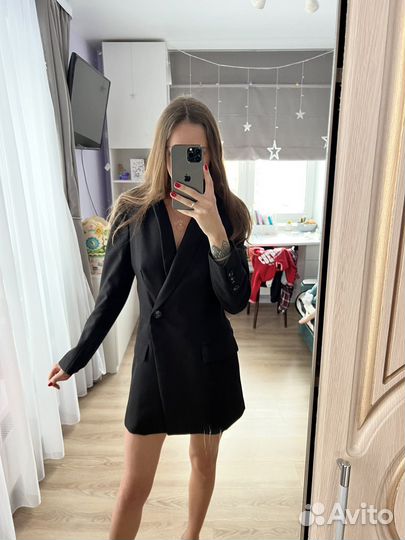 Платье пиджак мини черное