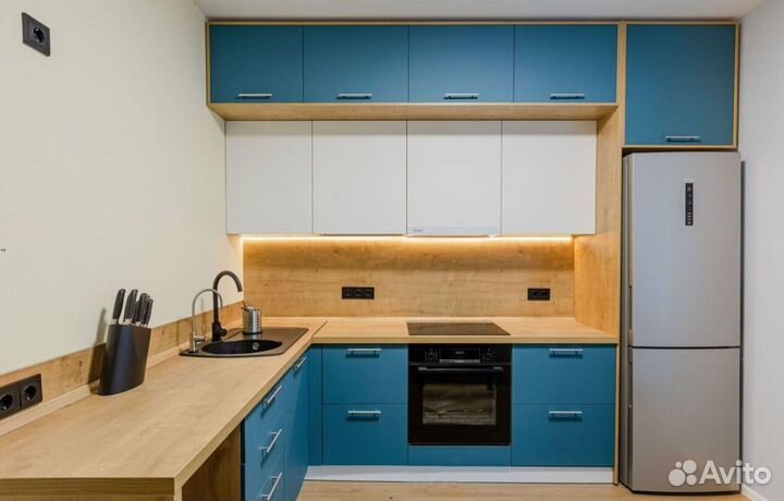 Кухня Голубая напрямую от фабрики на заказ