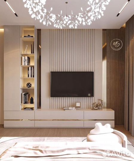 Тв зона со шкафами на заказ