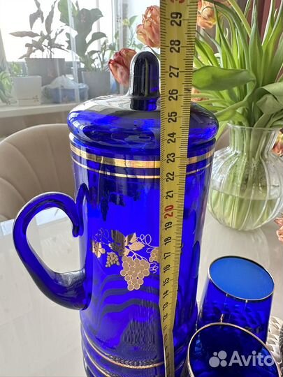 Хрустальные бокалы с кувшином (12 бок. + кувшин)