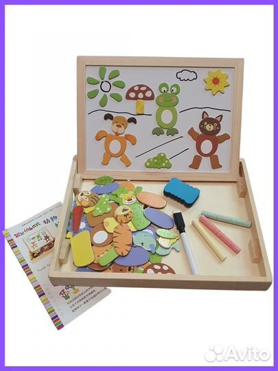 Магнитный пазл детский +доска для рисования