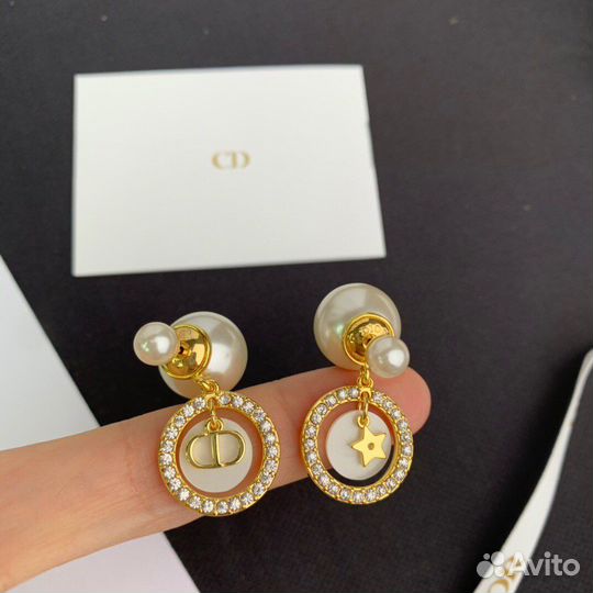 Серьги Dior диор с жемчугом christian dior