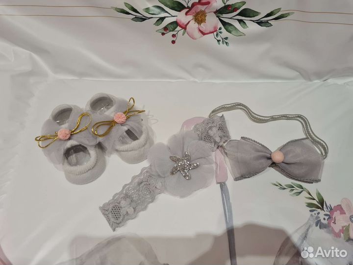 Набор для малышки носочки повязки на голову