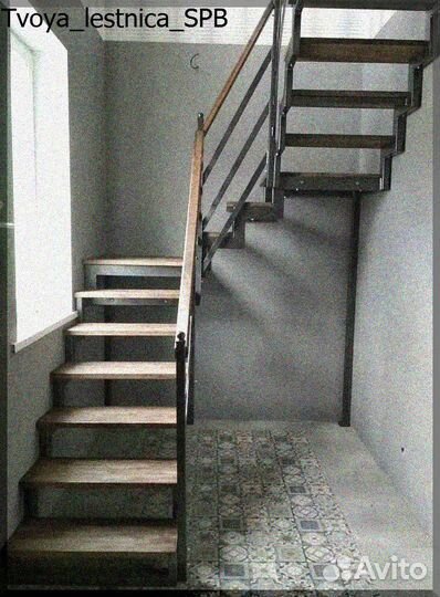Лестница на металлокаркасе под ключ