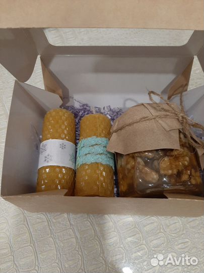 Набор бокс Мёд+Свечи из натурального воска