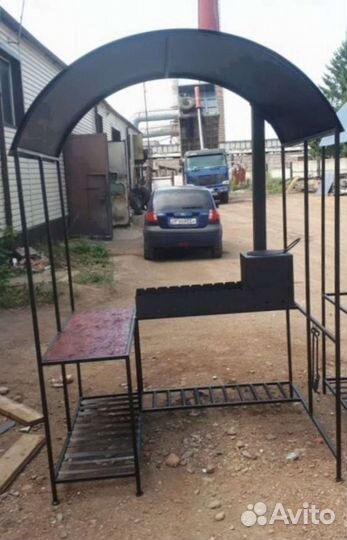 Мангал с крышей под казан