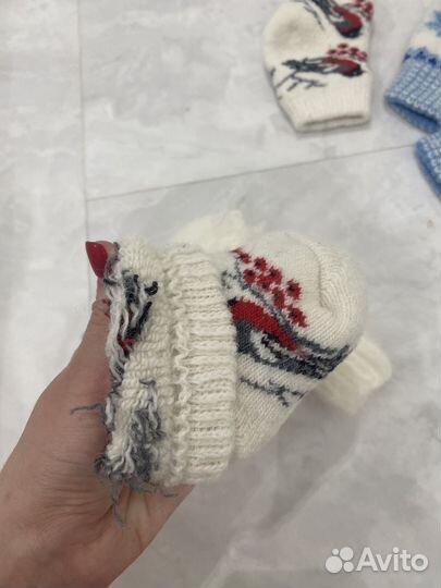 Детские шерстяные варежки