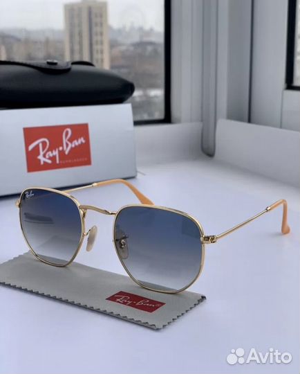 Солнезащитные очки ray ban hexagonal голубые