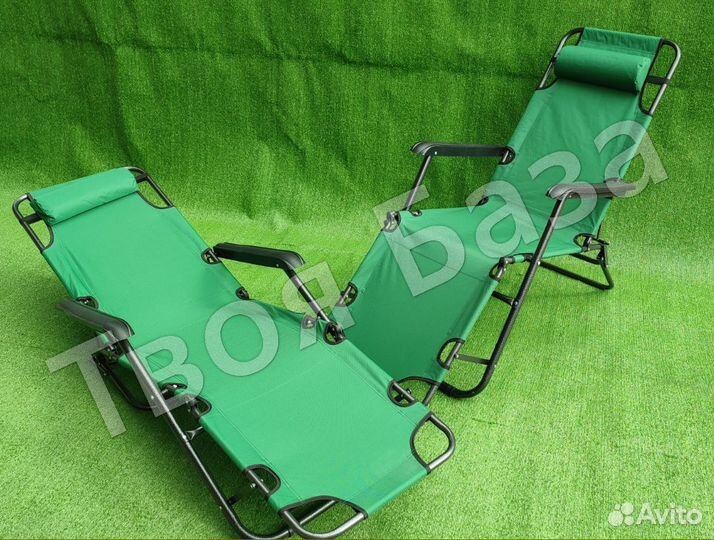 Кресло Шезлонг раскладушка зеленая