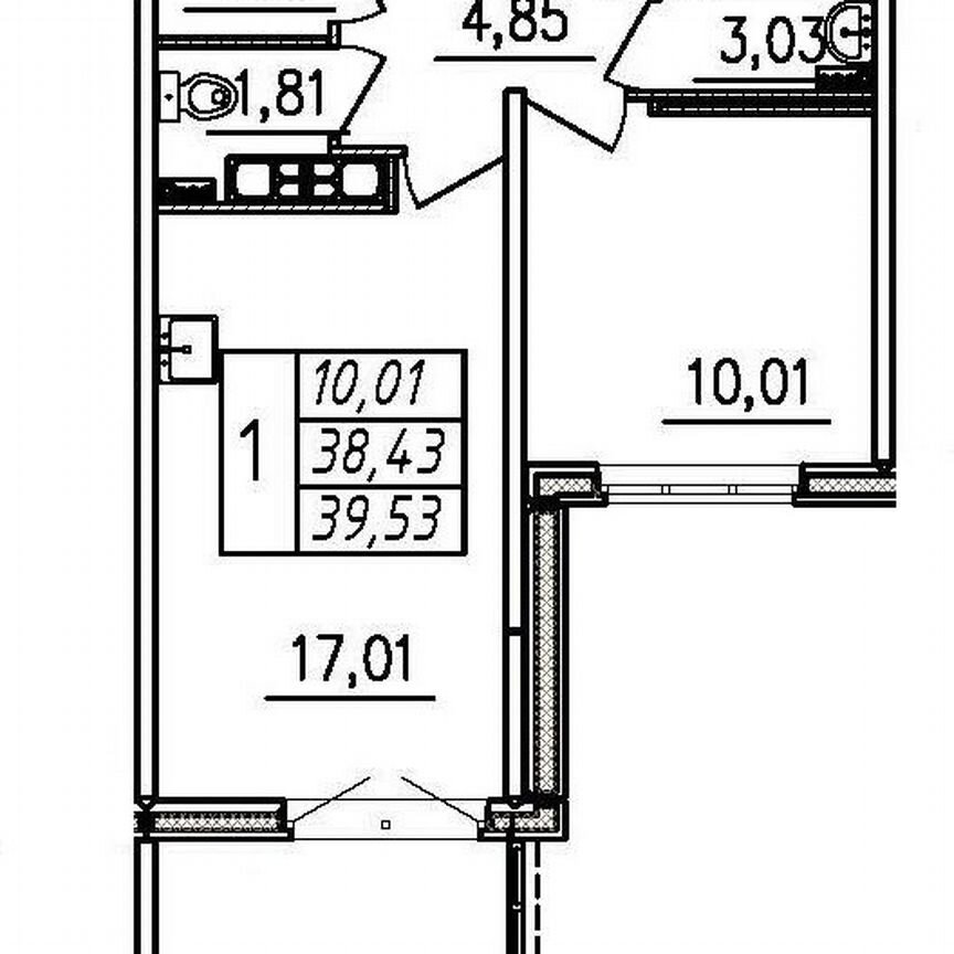 1-к. квартира, 39,5 м², 2/13 эт.