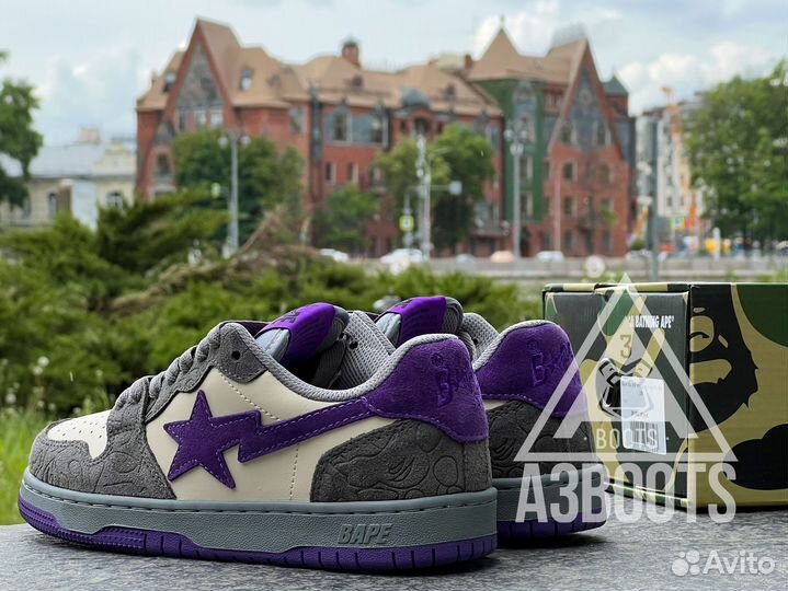 Кеды Bape Sta SK8 Mist Grey Royal Purple