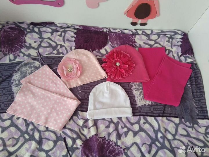 Комплект шапка со съёмным цветком, шарф