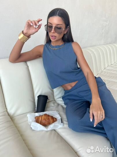 Костюм двойки из ткани льна