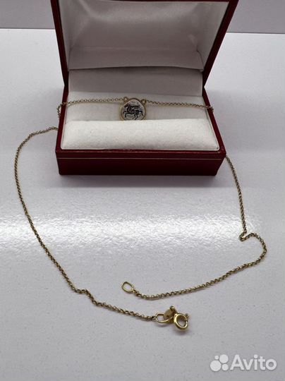 Цепочка с кулоном серебро с позолотой