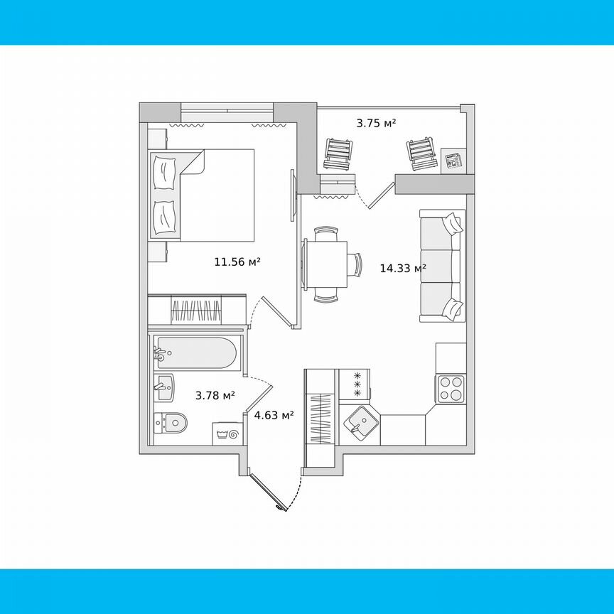 1-к. квартира, 38,1 м², 13/17 эт.