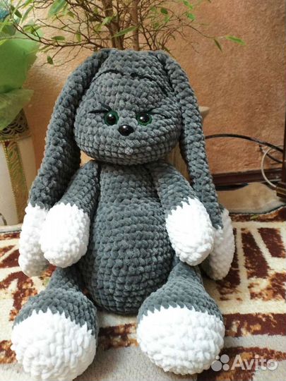 Зайка Амигуруми ручной работы 47см