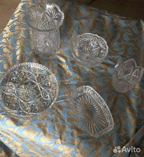 Хрустальная ваза, блюдо, салатники