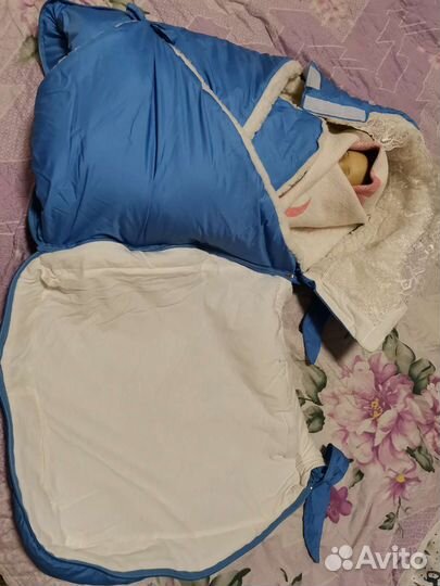 Конверт кокон одеяло на выписку и прогулки зимой