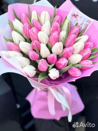 Тюльпаны 39 59 101 штука букет