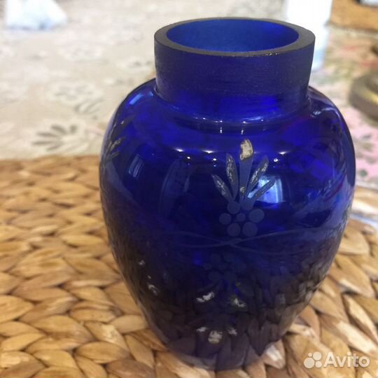 Банка для чая, кобольтовое стекло конец 19 века