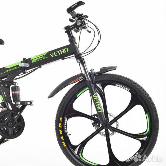 Велосипед vetro titan 2024 черный-зеленый