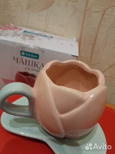 Чашка с блюдцем керамика