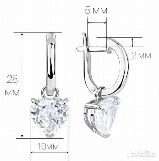 Серебряные серьги трансформеры с фианитом