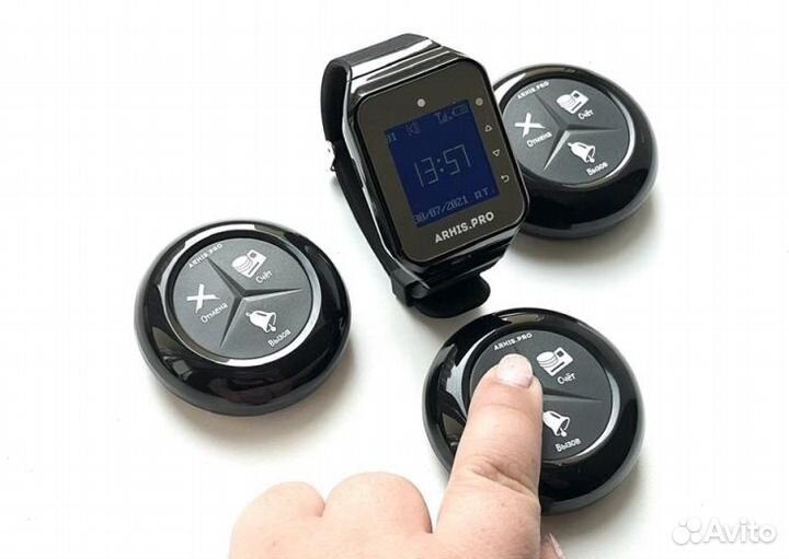 Кнопка вызова кальянщика Премиум и часы пейджер