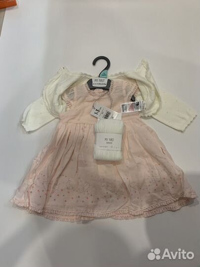 Новое Платье колготки и болеро на девочку 1-3 мес