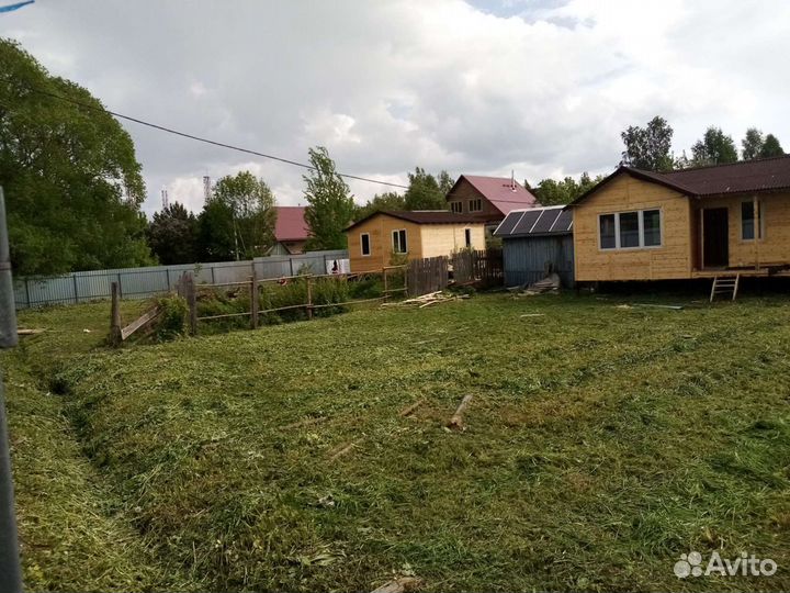 Покос травы триммером, диск леска