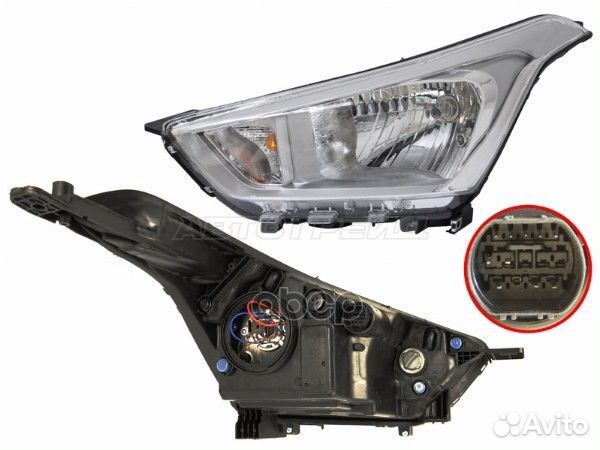 Фара Hyundai Creta 15-20 (Слева/ Галоген/ С электрокорректором)
