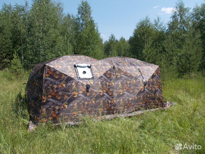 Палатка Куб 2,5 дуплекс 3-сл Охотник Уралзонт