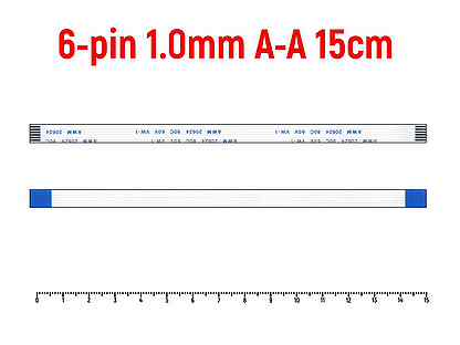 Шлейф FFC 6-pin Шаг 1.0mm Длина 15cm Прямой A-A AW