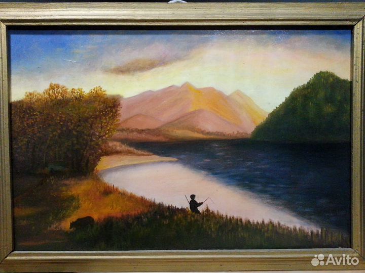Старинная картина Рыбак